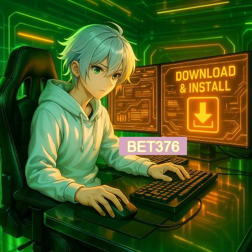 Imagem promocional do app oficial BET376 destacando a conveniência de jogar cassino online pelo celular ou navegador